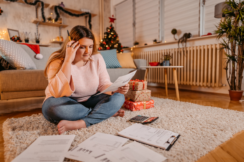 Woman stressing over finances