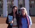 Heather Moore and Jenny Stanger in from of Parliament House, Canberra