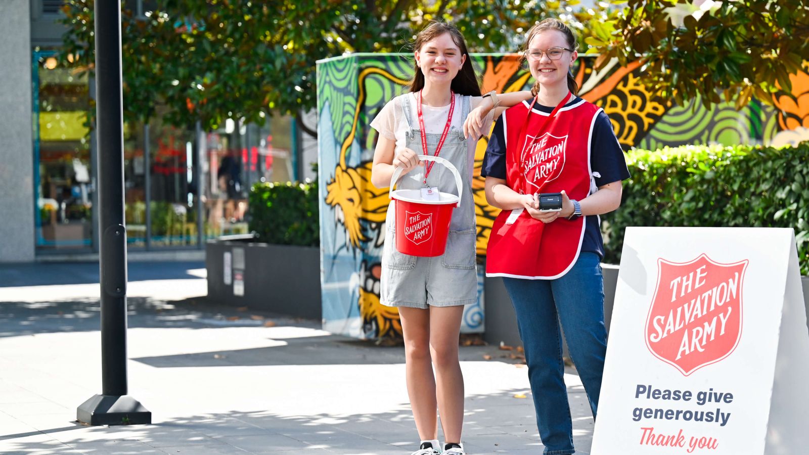 Two Salvos Red Shield Appeal volunteers