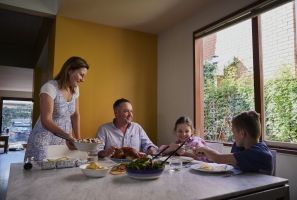 Family enjoying a meal together