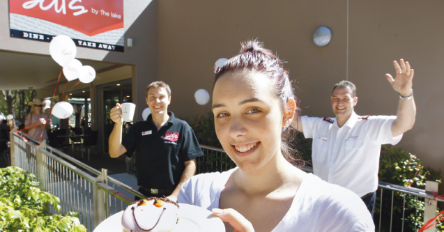 Salvos serving lattes by the lake