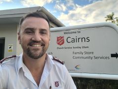 Image of Ben infront of The Salvation Army Cairns Church Service