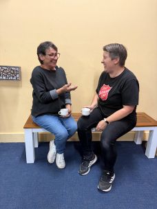 Joy (right) and the team work to build resilience in those needing support