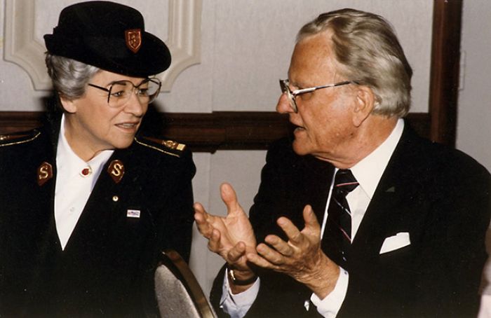 Eva Burrows meeting Billy Graham