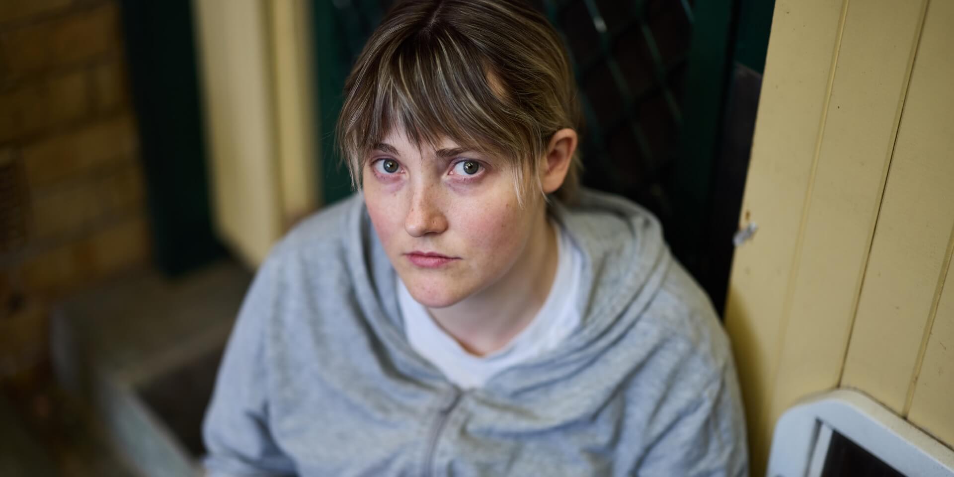 Emily looking distressed