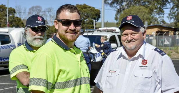 Disaster recovery volunteers smiling