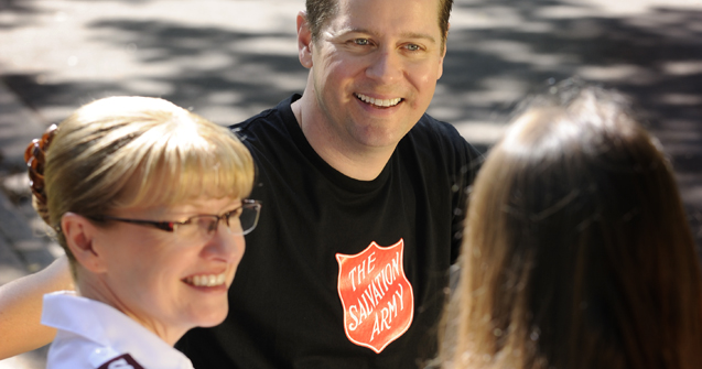 Salvos team discussing about volunteering